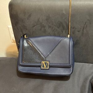 Victoria's Secret Navy Crossbody Bag with Gold Accents
